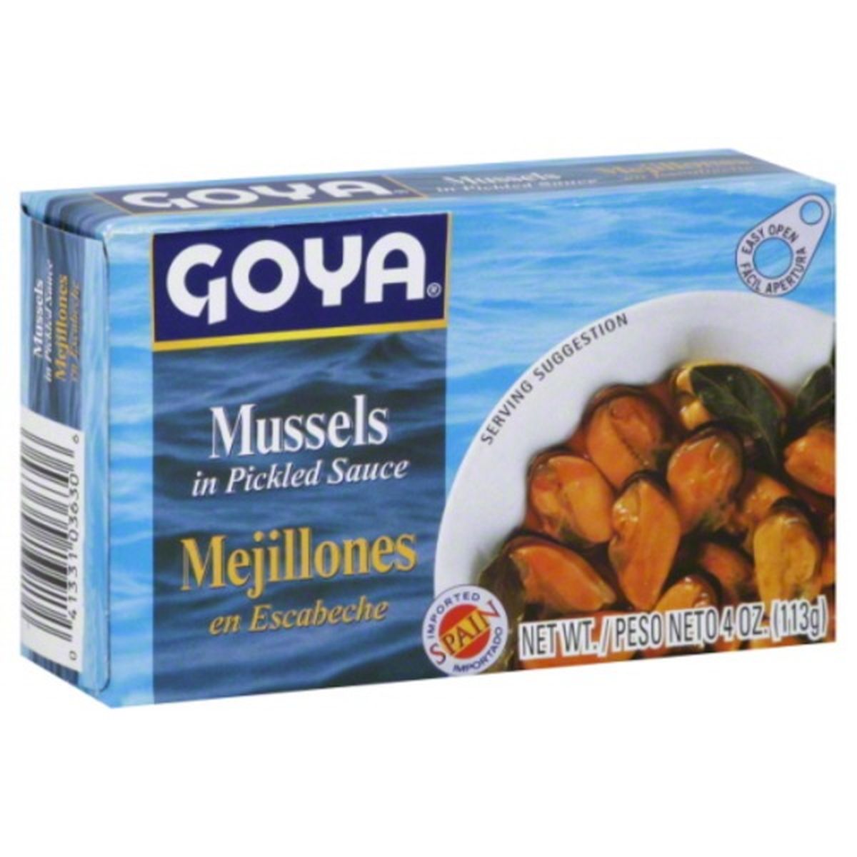 Calories in Goya Mussels, in Pickled Sauce
