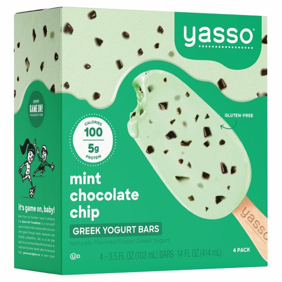 Calories in Yasso Frozen Greek Yogurt, Mint Chocolate Chip Bars, 4 pack