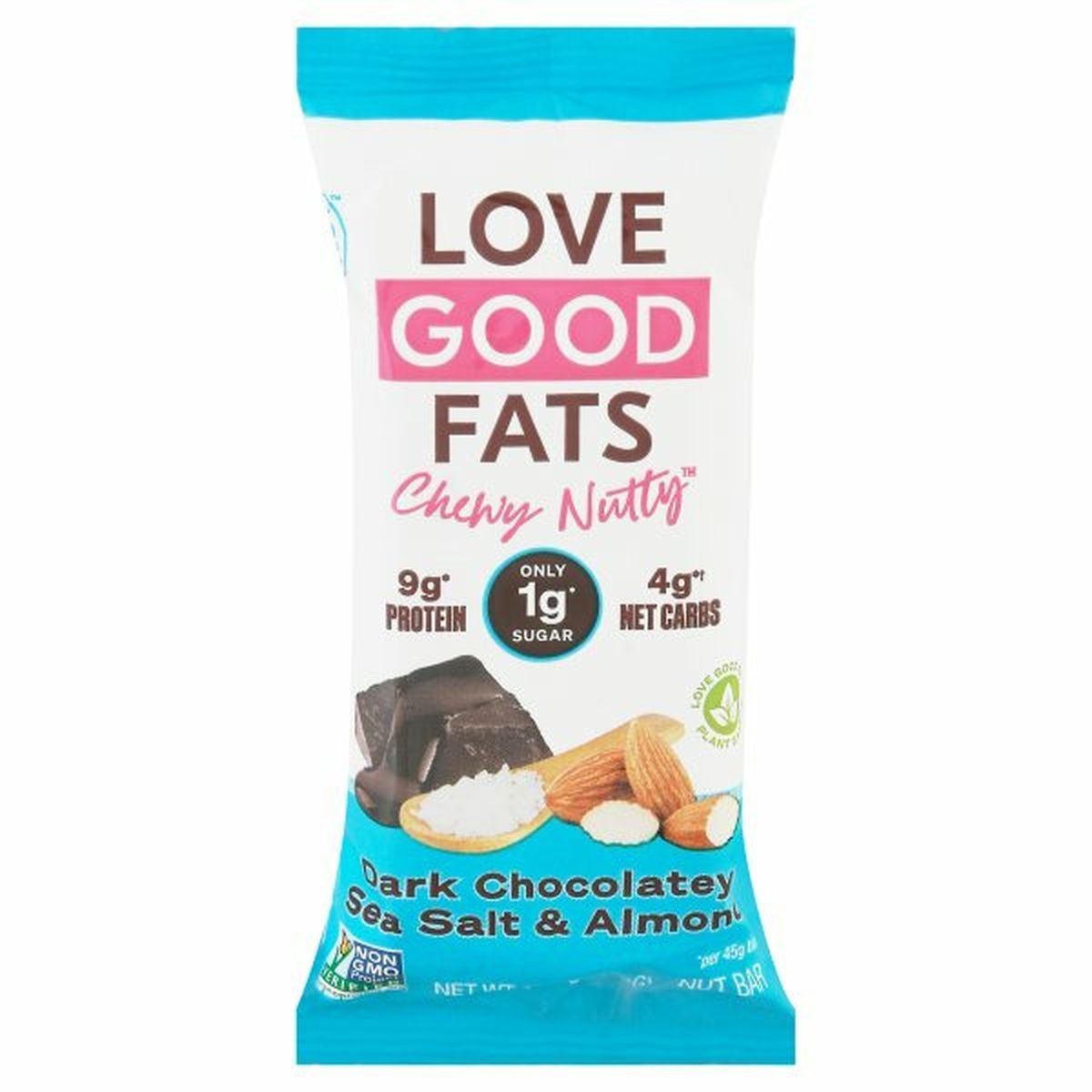 Calories in Love Good Fats Chewy Nutty Nut Bar, Dark Chocolatey Sea Salt & Almond