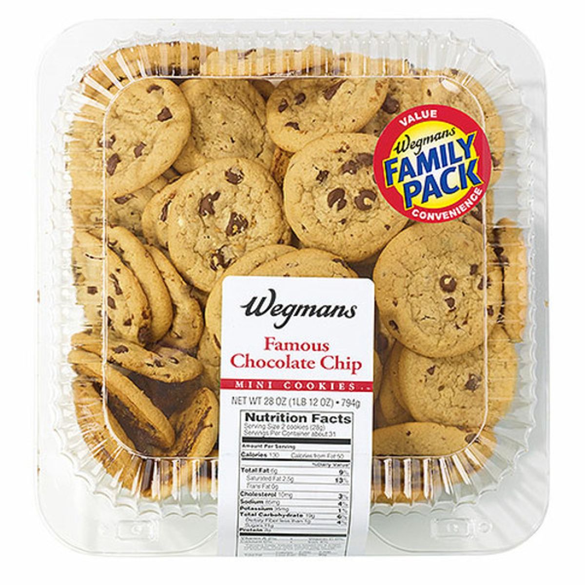 Calories in Wegmans Famous Chocolate Chip Mini Cookies, FAMILY PACK