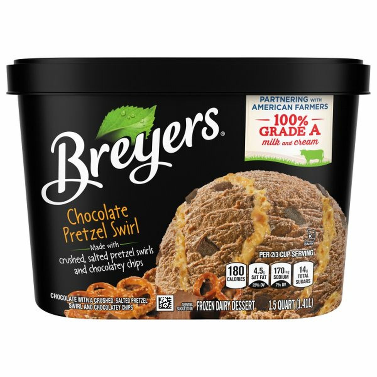 Calories in Breyers Frozen Dairy Dessert, Chocolate Pretzel Swirl