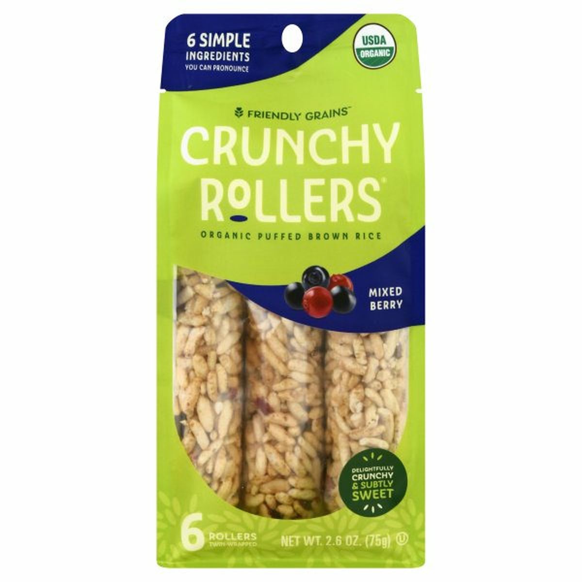 Calories in Friendly Grains Crunchy Rollers, Mixed Berry