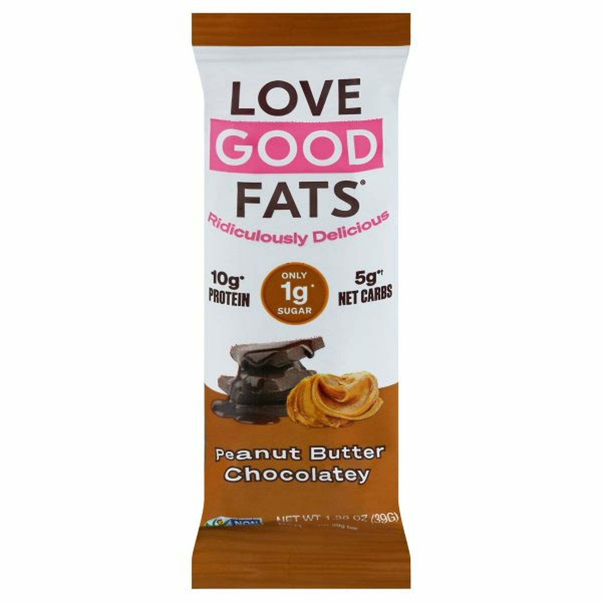Calories in Love Good Fats Bar, Peanut Butter Chocolatey