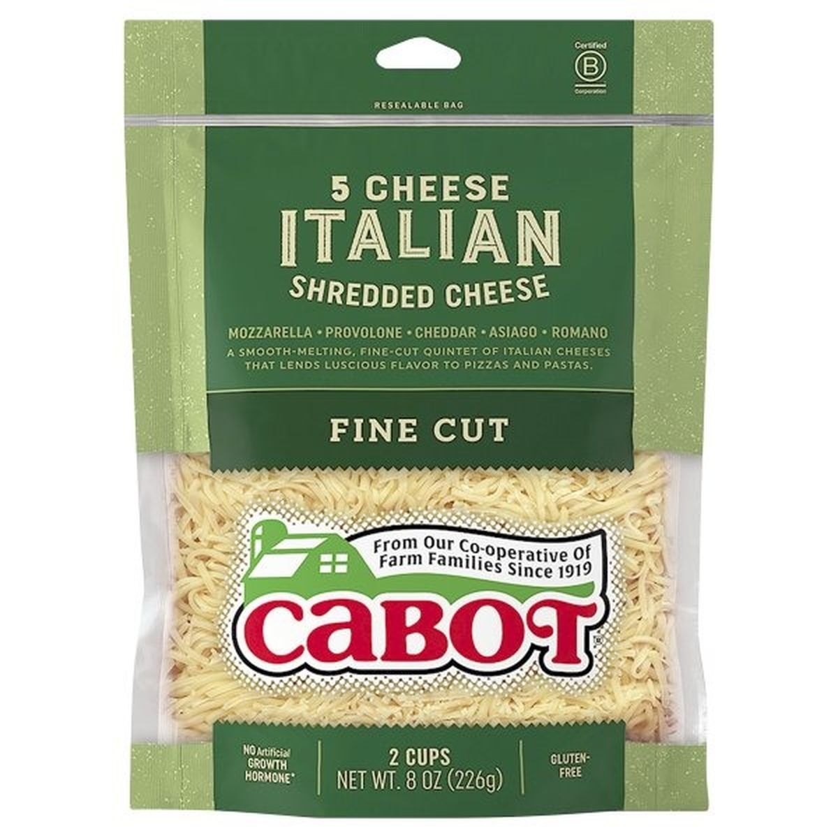 Calories in Cabot 5 Cheese Italian Shredded Cheese