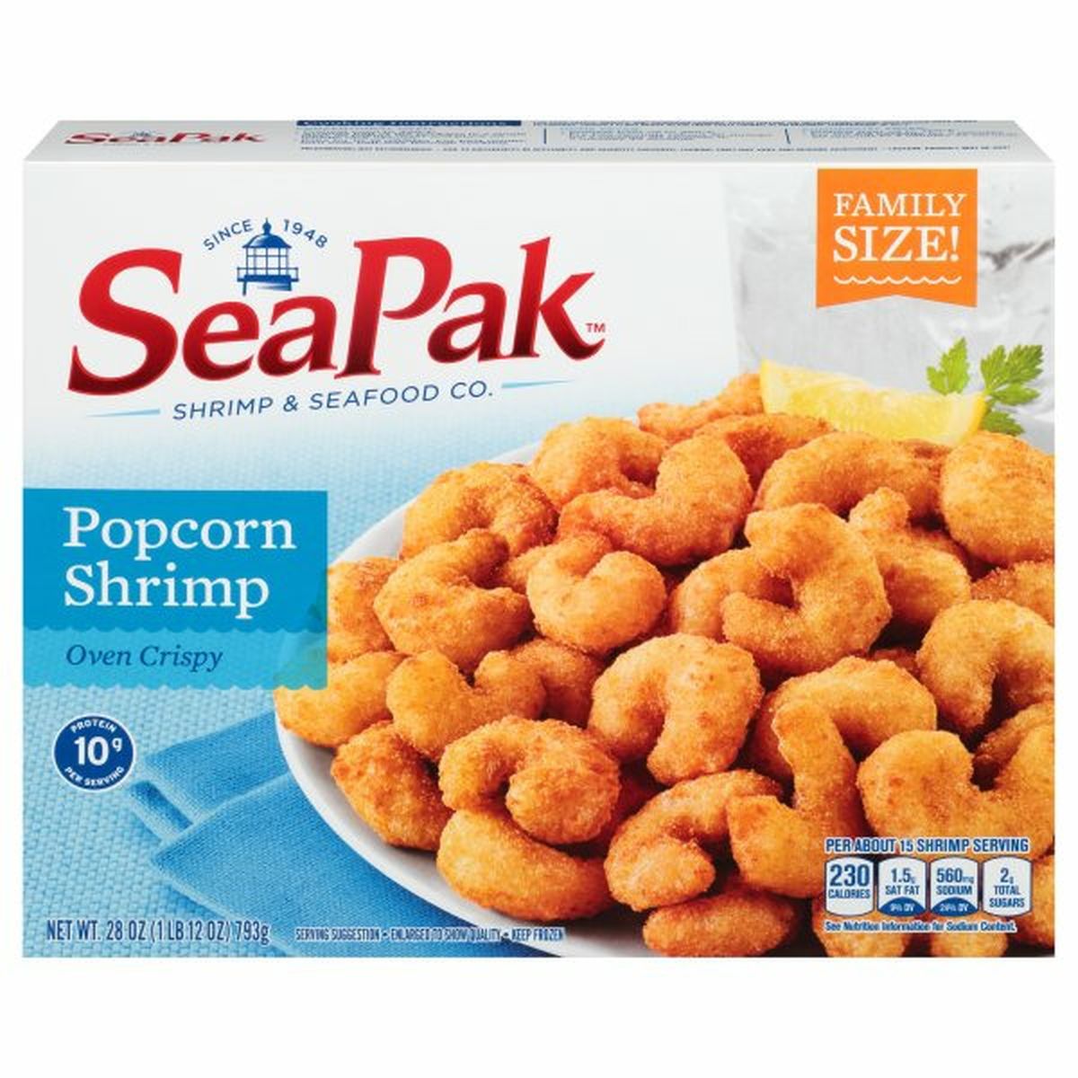Calories in SeaPak Popcorn Shrimp, Oven Crispy, Family Size