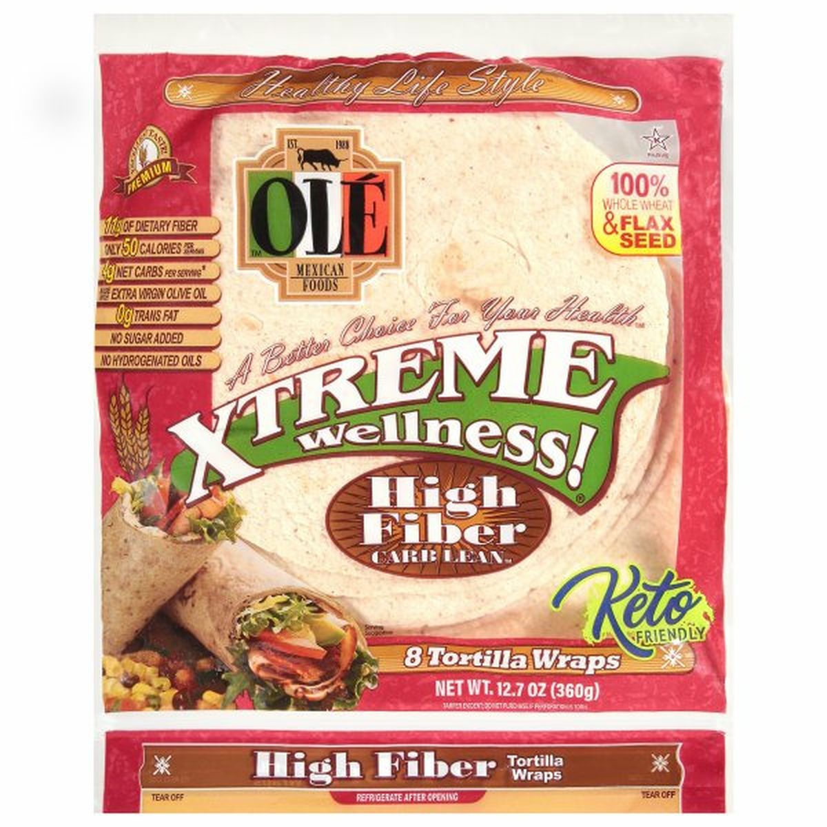 Calories in Ole Xtreme Wellness! Tortilla Wraps, High Fiber, Carb Lean