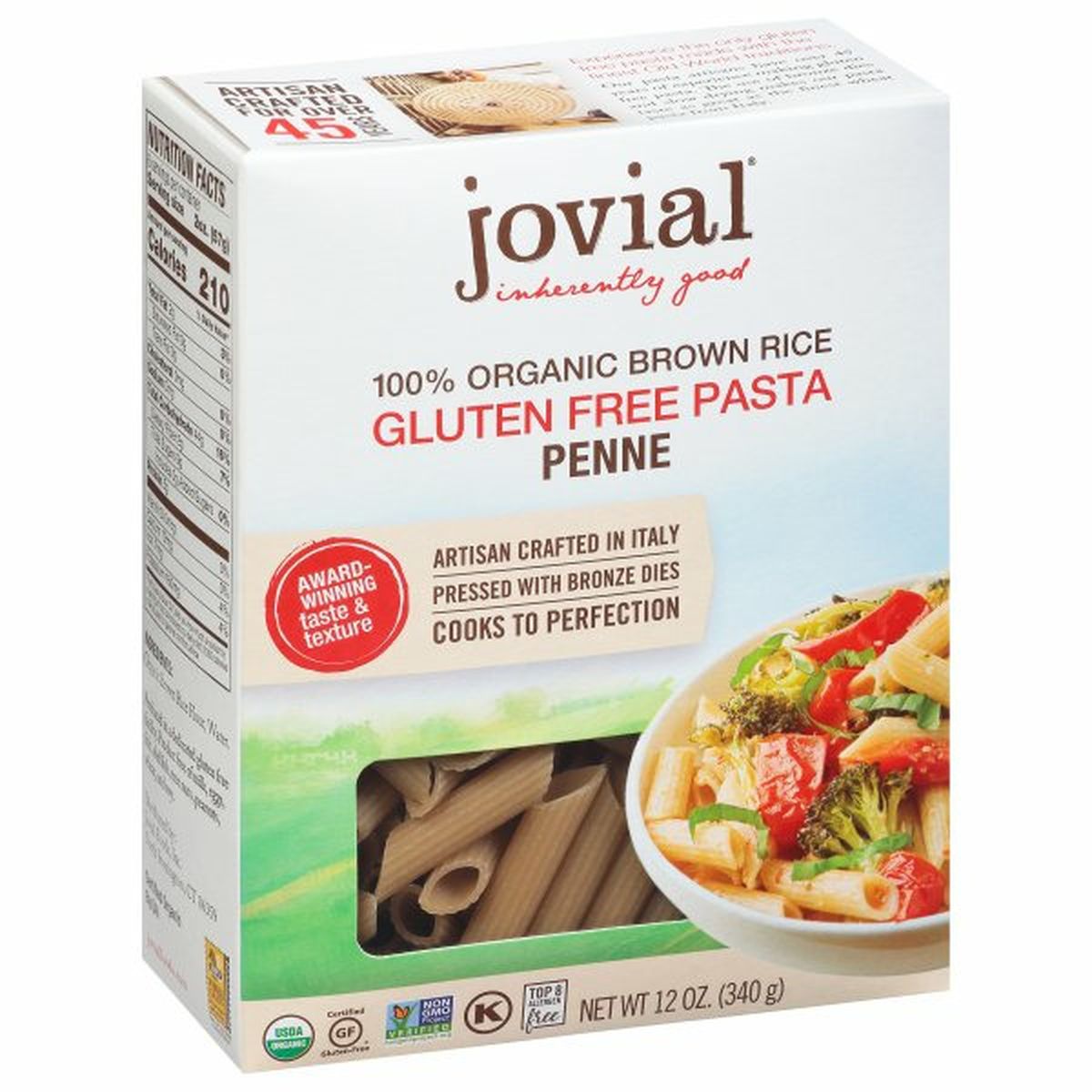 Calories in Jovial Pasta, Gluten Free, Penne