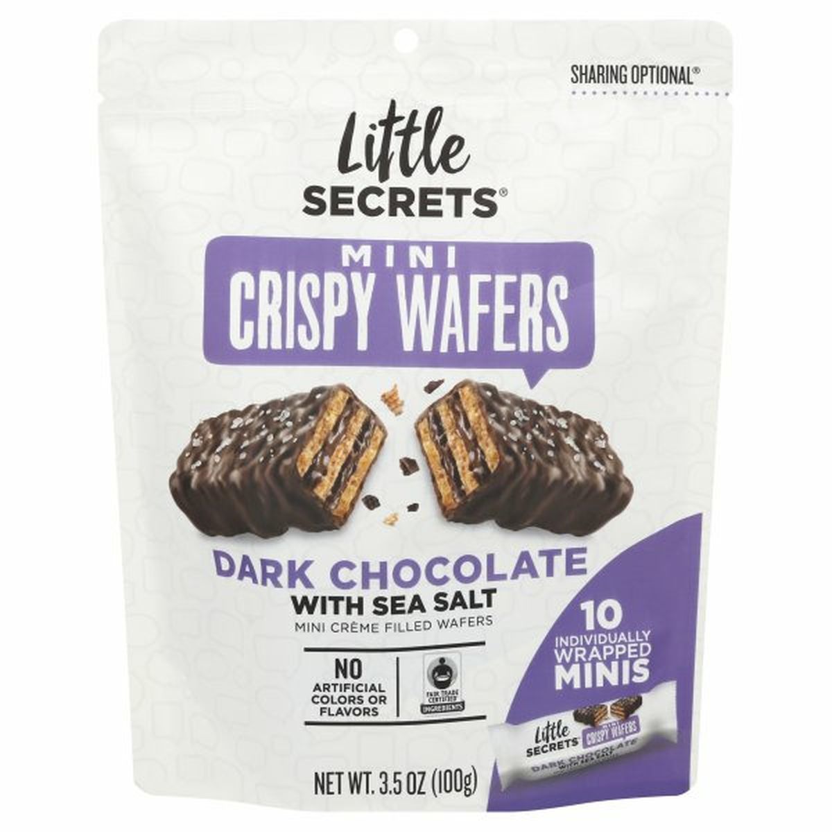Calories in Little Secrets Crispy Wafers, Dark Chocolate with Sea Salt, Mini