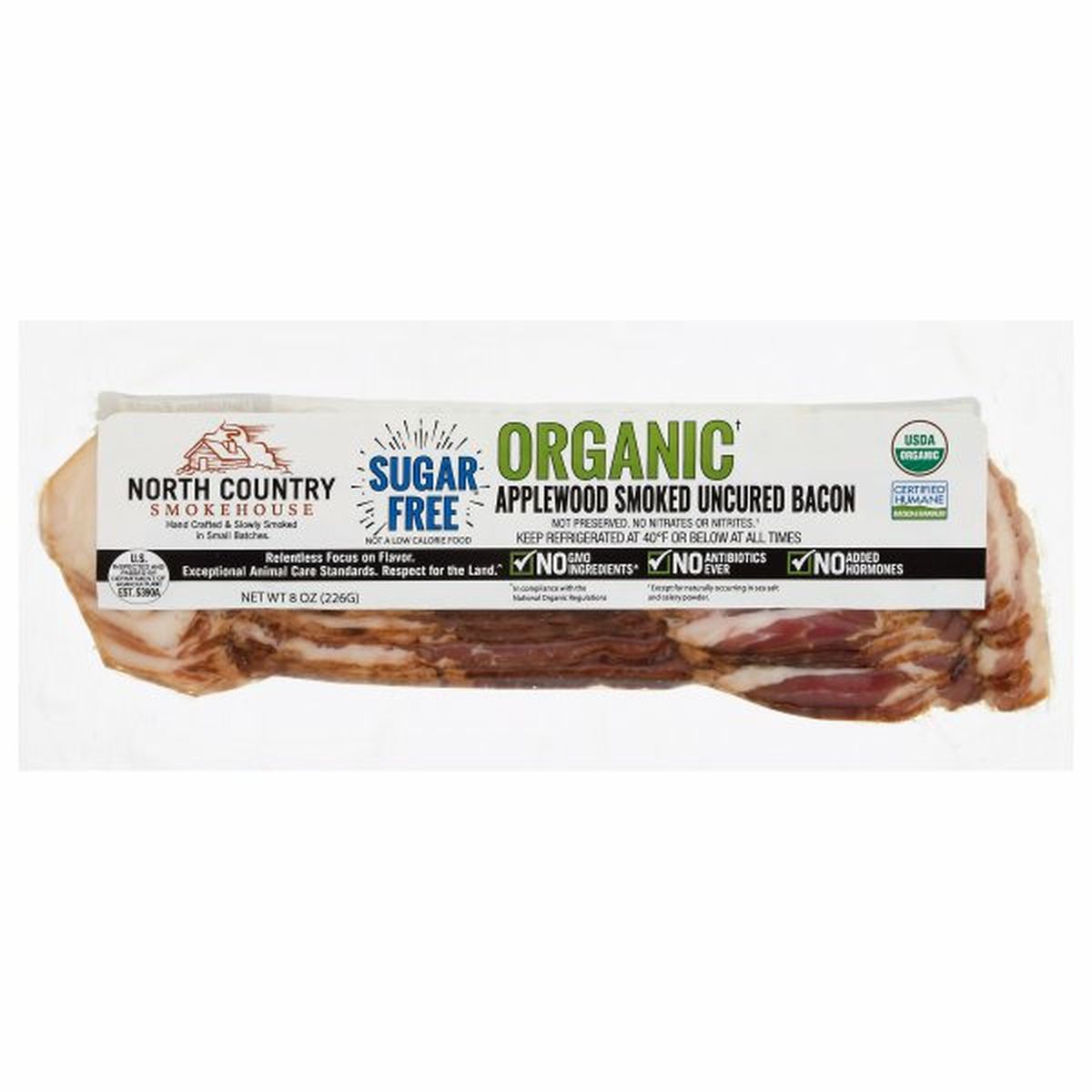 Calories in North Country Smokehouse Bacon, Sugar Free, Organic, Applewood Smoked, Uncured
