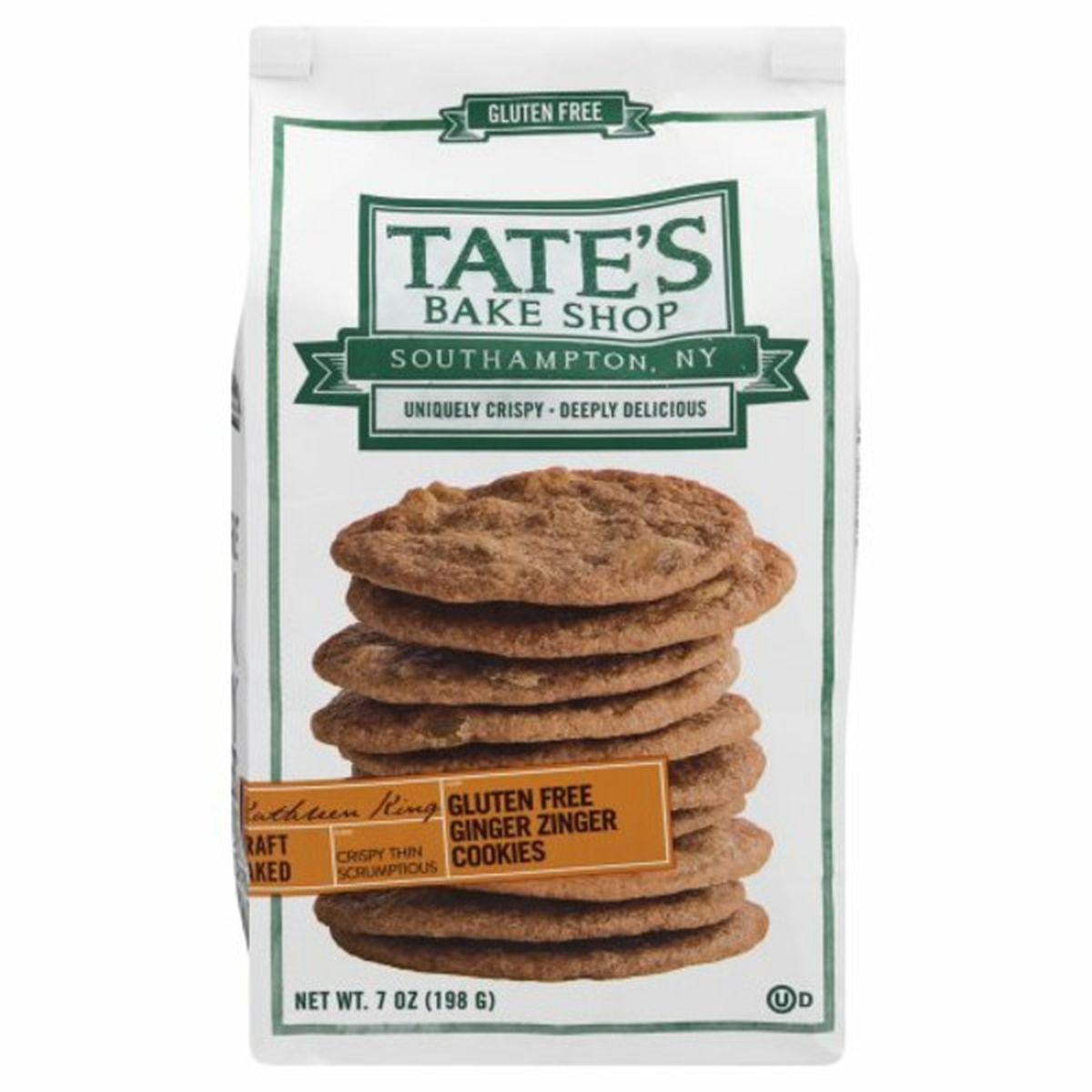 Calories in Tate's Bake Shop Cookies, Gluten Free, Ginger Zinger