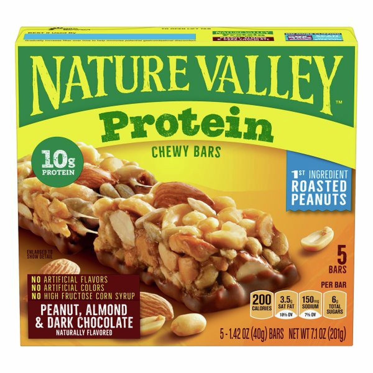 Calories in Nature Valley Chewy Bars, Protein, Peanut, Almond & Dark Chocolate, 5 Pack