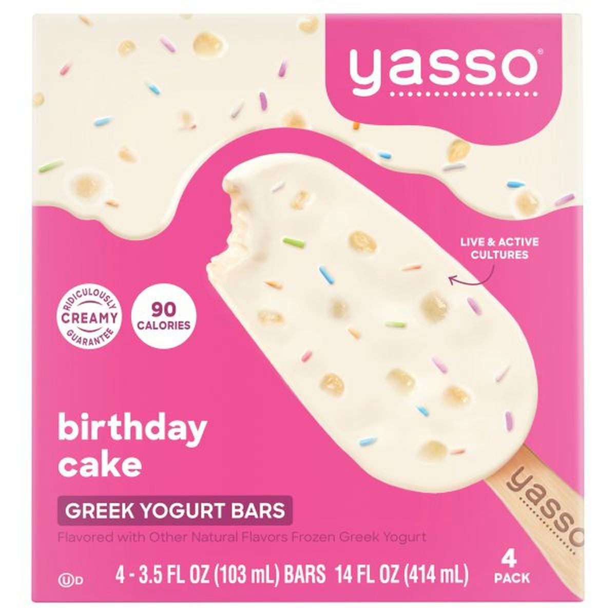Calories in Yasso Yogurt Bars, Greek, Birthday Cake, 4 Pack