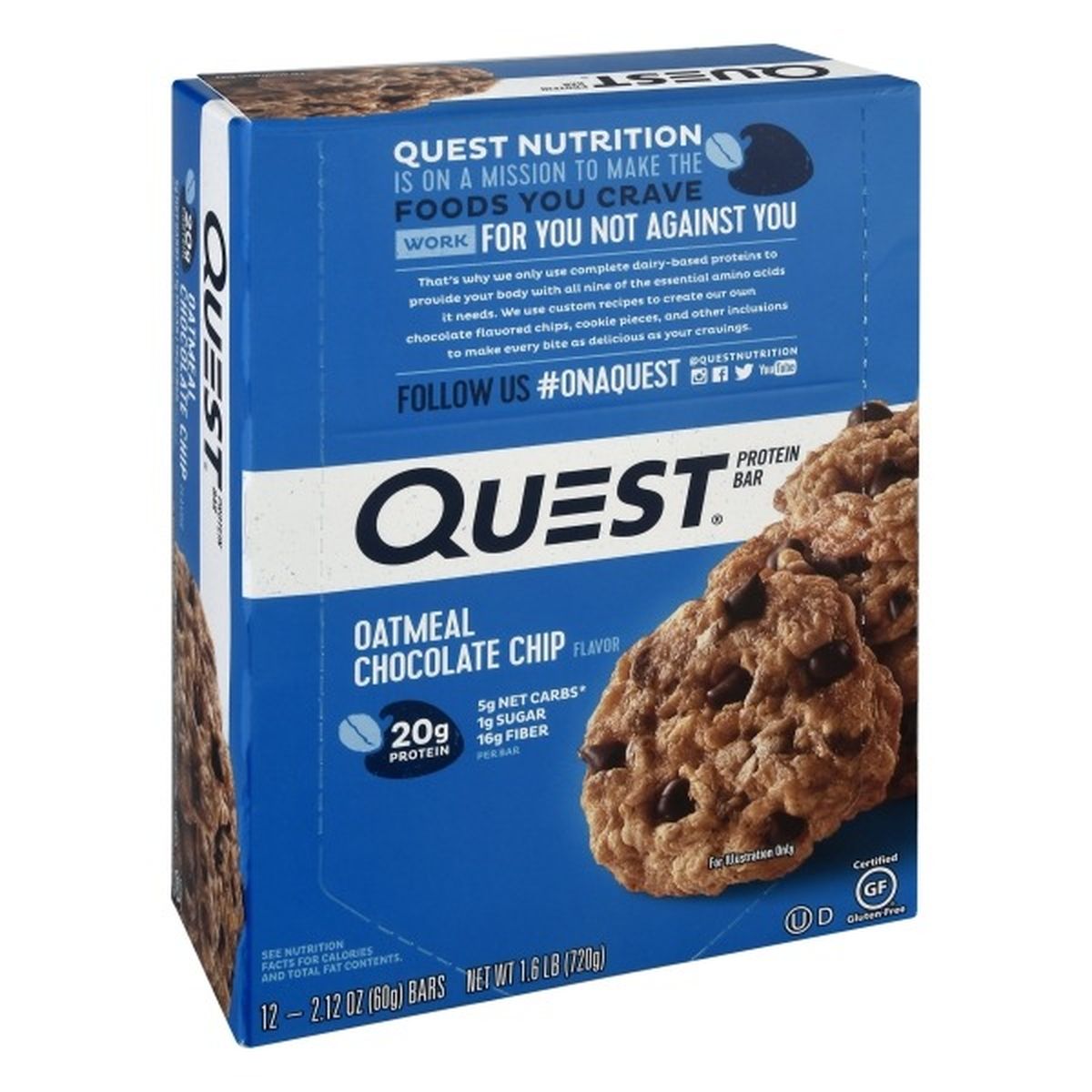 Calories in Quest Protein Bar, Oatmeal Chocolate Chip Flavor