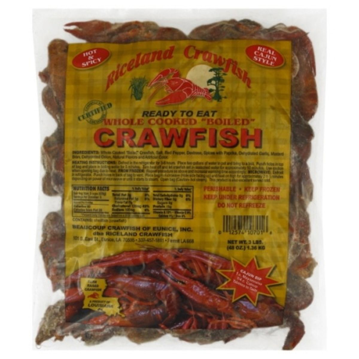 Calories in Riceland Crawfish Crawfish, Boiled, Whole