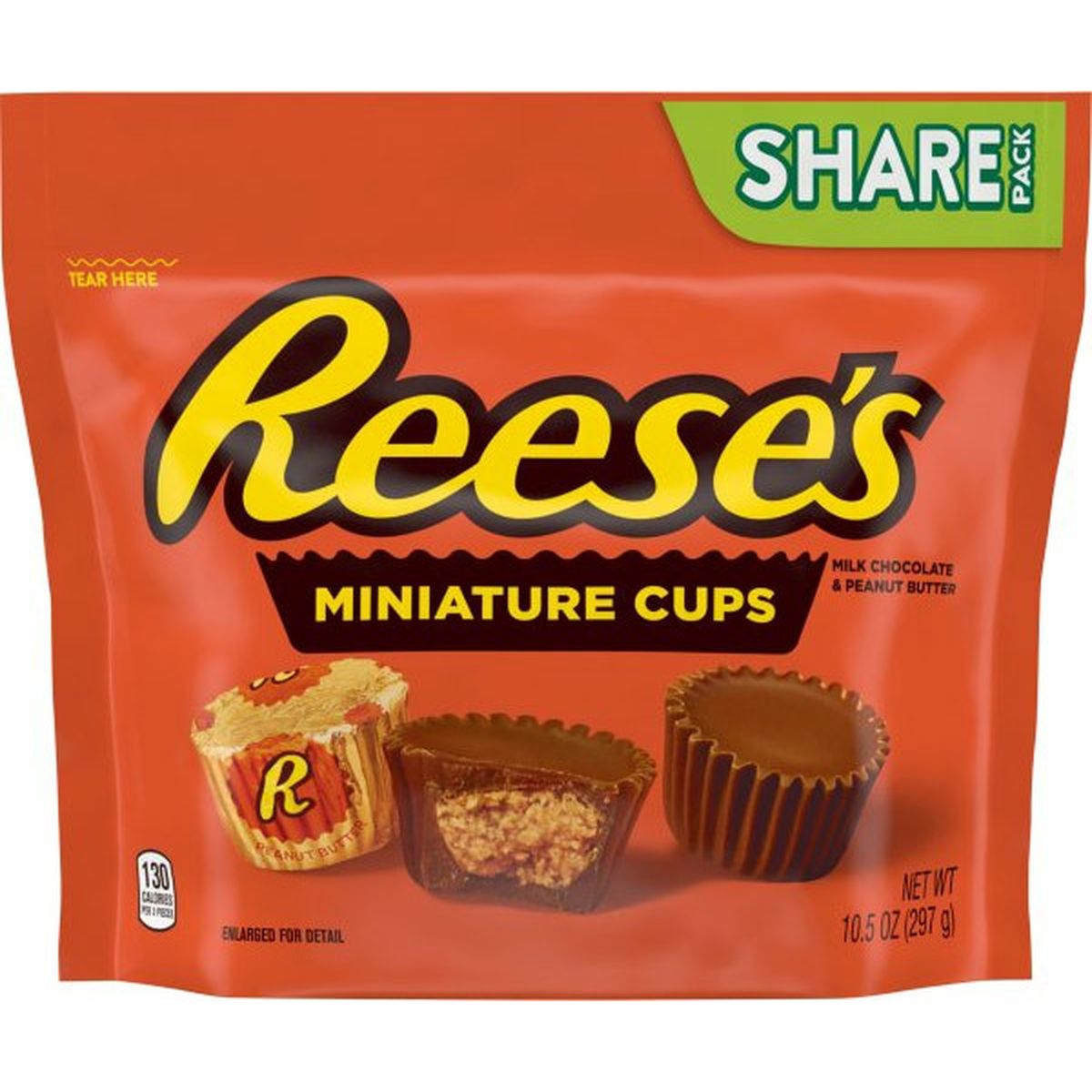 Calories in Reese's Miniature Cups, Milk Chocolate & Peanut Butter, Share Pack