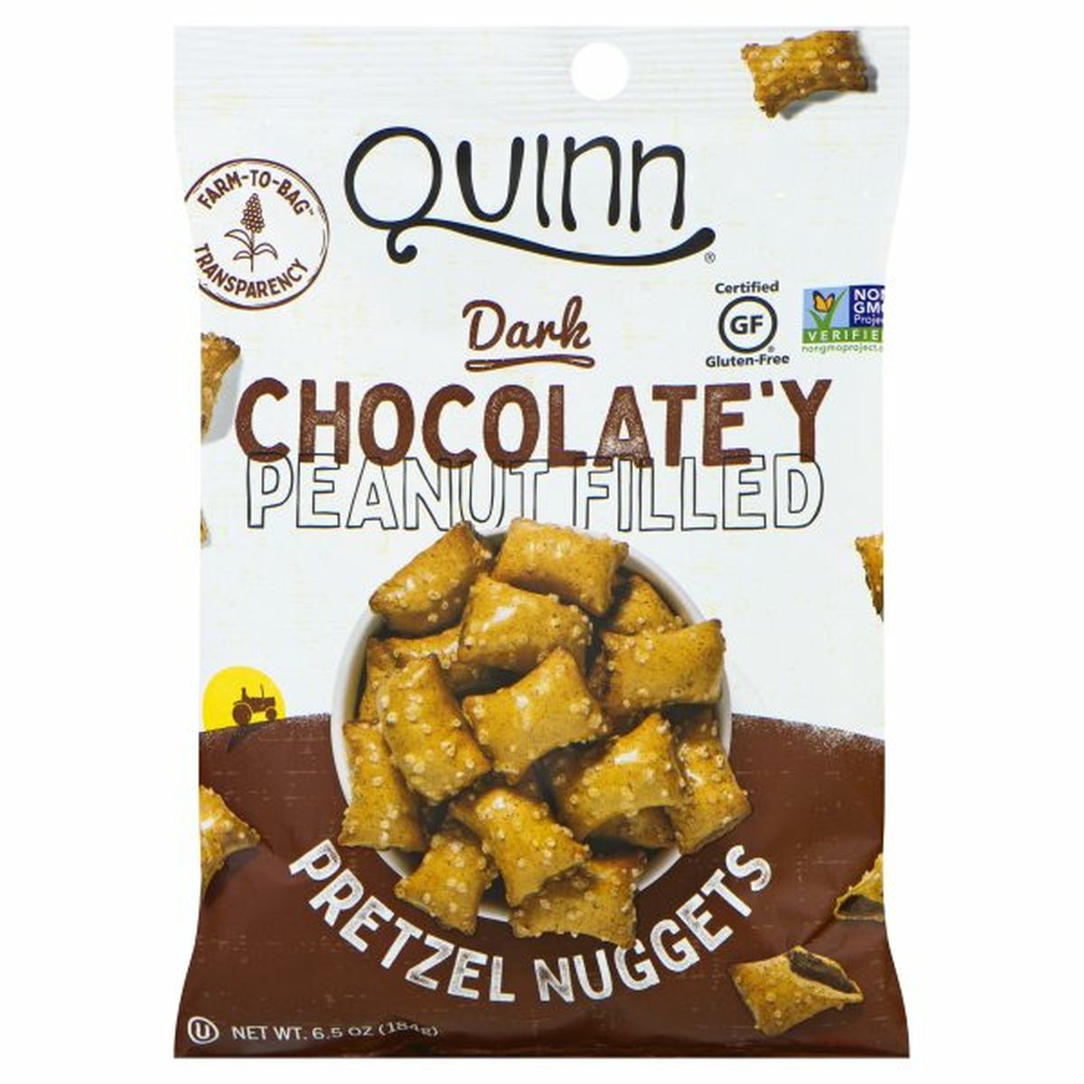 Calories in Quinn Pretzel Nuggets, Dark Chocolate'y Peanut Filled