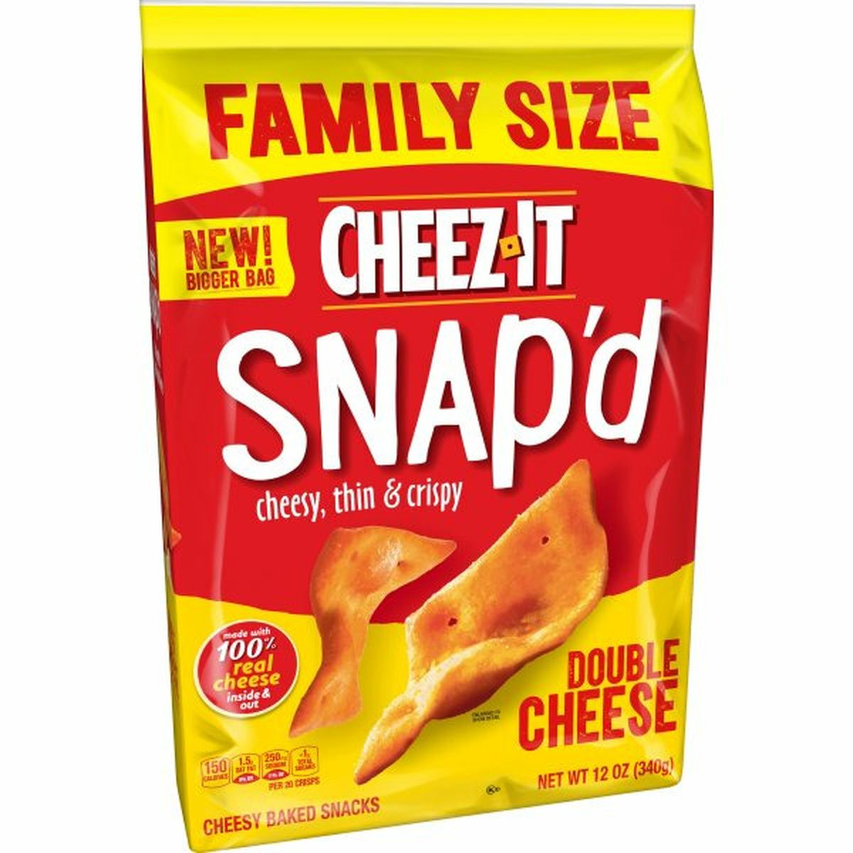Calories in Cheez-It Crackers Cheez-It Cheesy Baked Snacks, Double Cheese, Family Size, 12oz