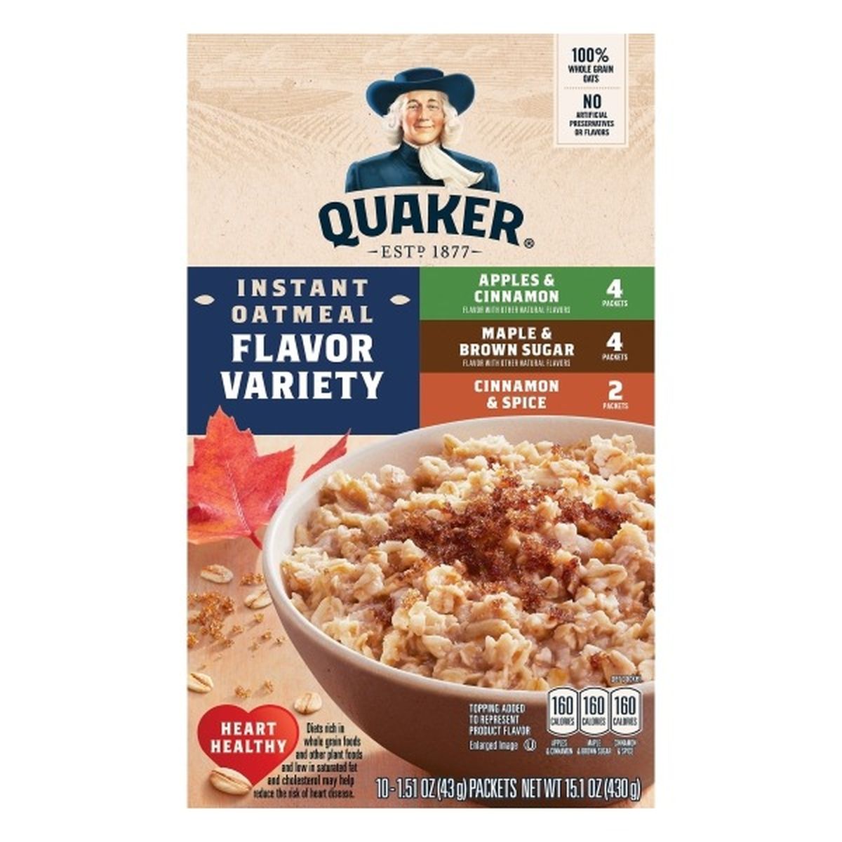 Calories in Quaker Instant Oatmeal, Flavor Variety