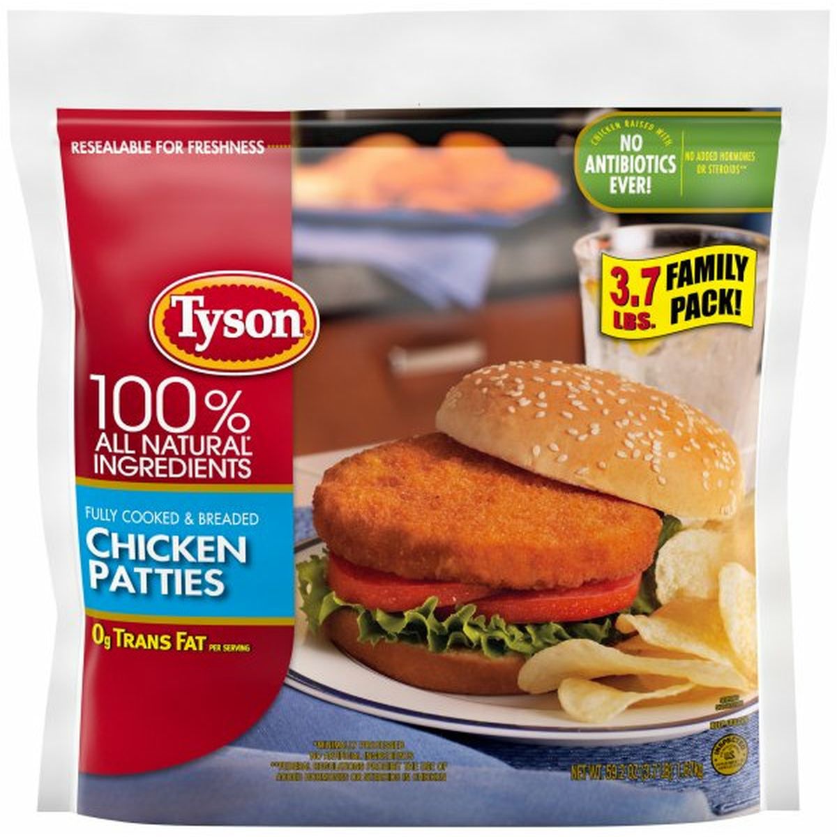 Calories in Tyson Frozen Chicken Patties, Family Pack