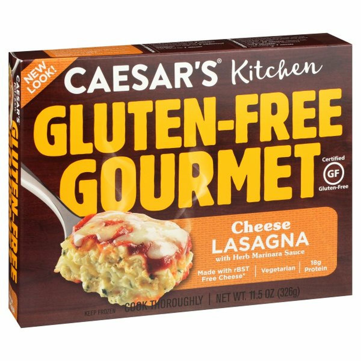 Calories in Caesars Kitchen Lasagna, Gluten-Free Gourmet, Cheese