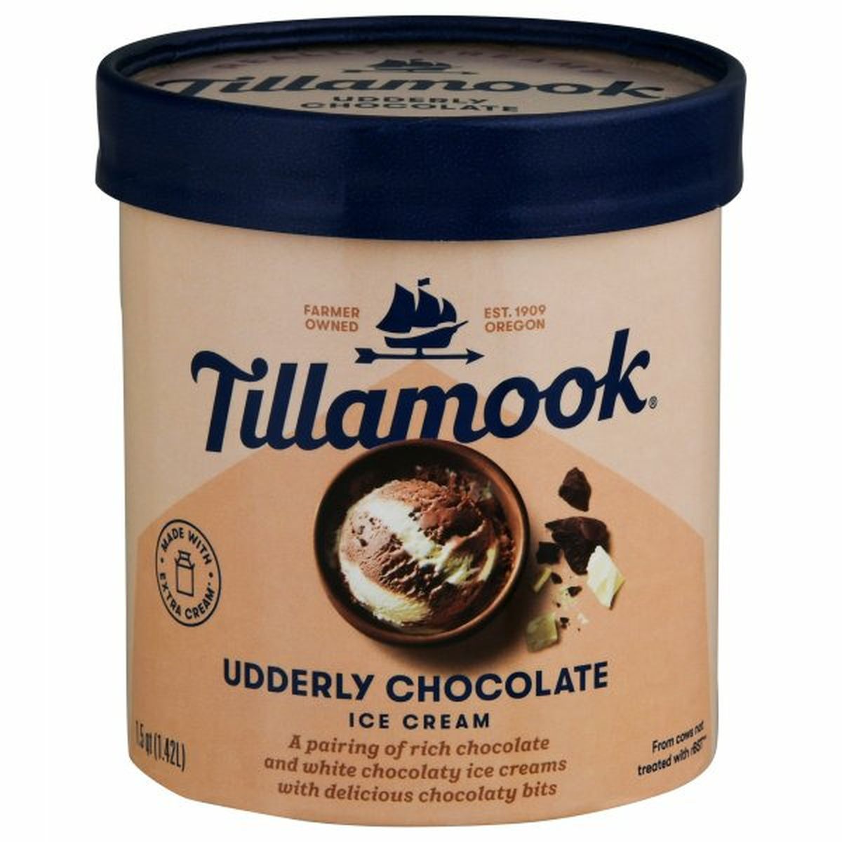 Calories in Tillamook Ice Cream, Udderly Chocolate