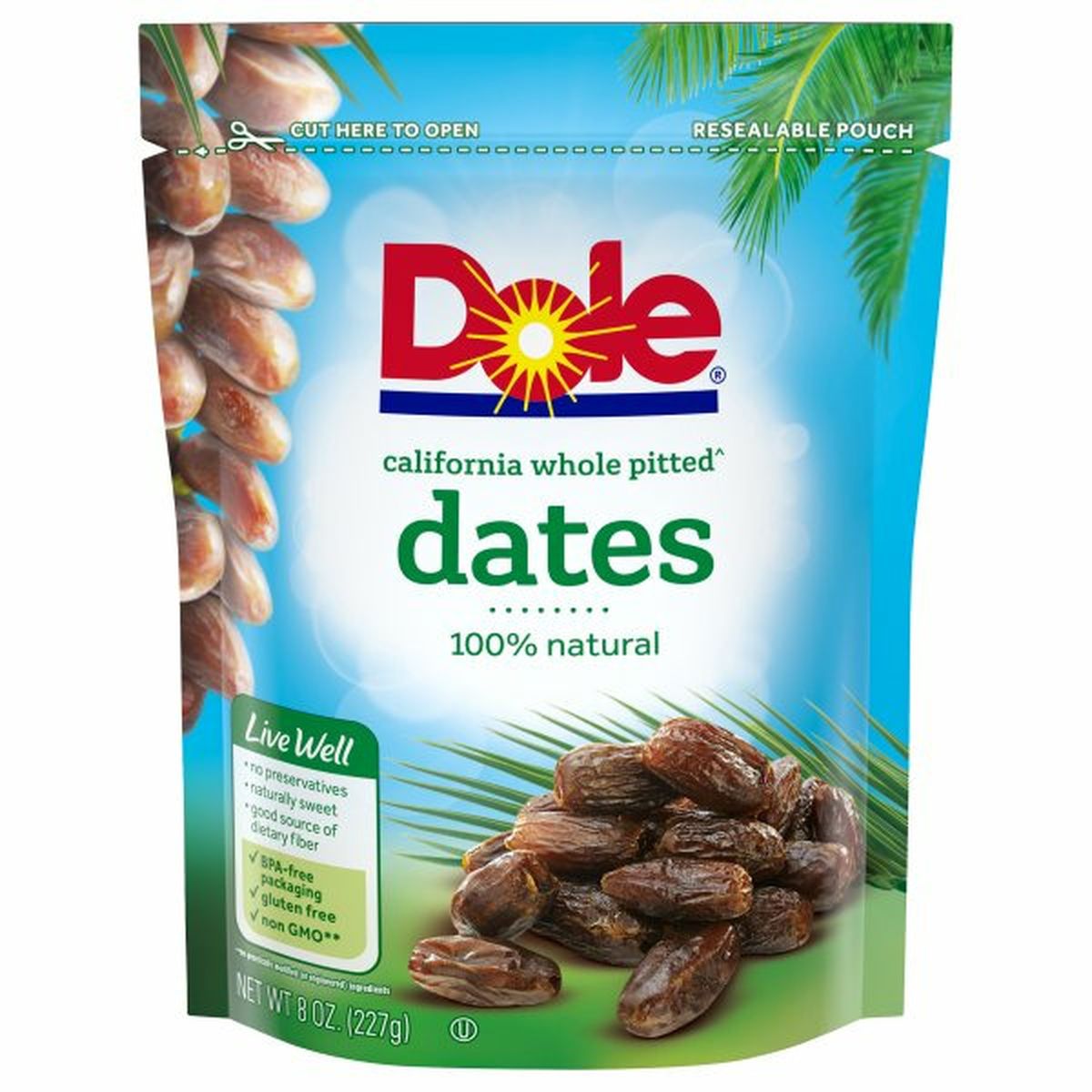 Calories in Dole Dates, California Whole Pitted