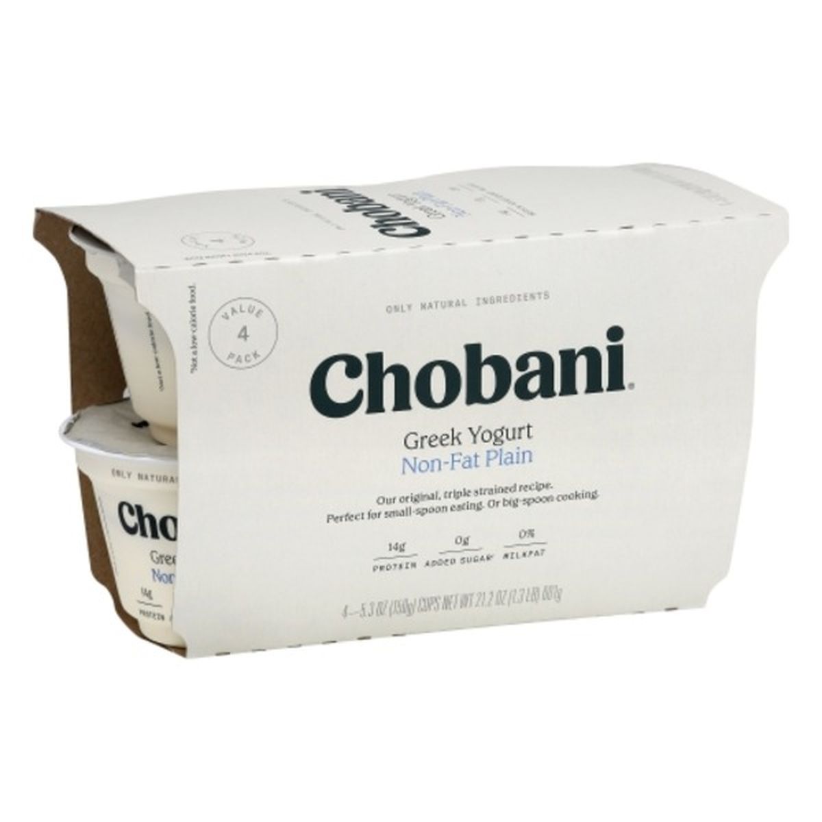 Calories in Chobani Yogurt, Greek, Non-Fat Plain, Value 4 Pack