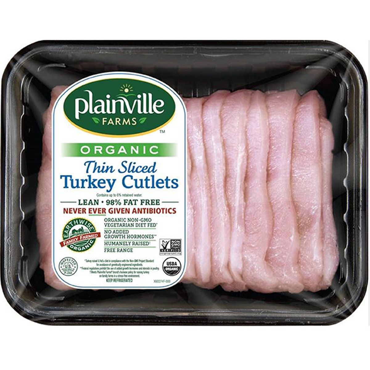 Calories in Plainville Farms Organic Thin Sliced Turkey Cutlets