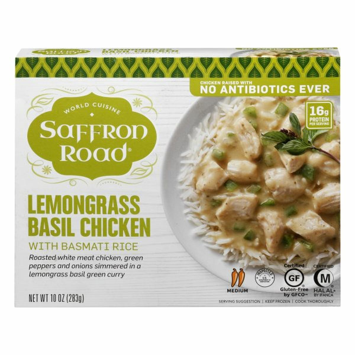 Calories in Saffron Road Lemongrass Basil Chicken, with Basmati Rice, Medium