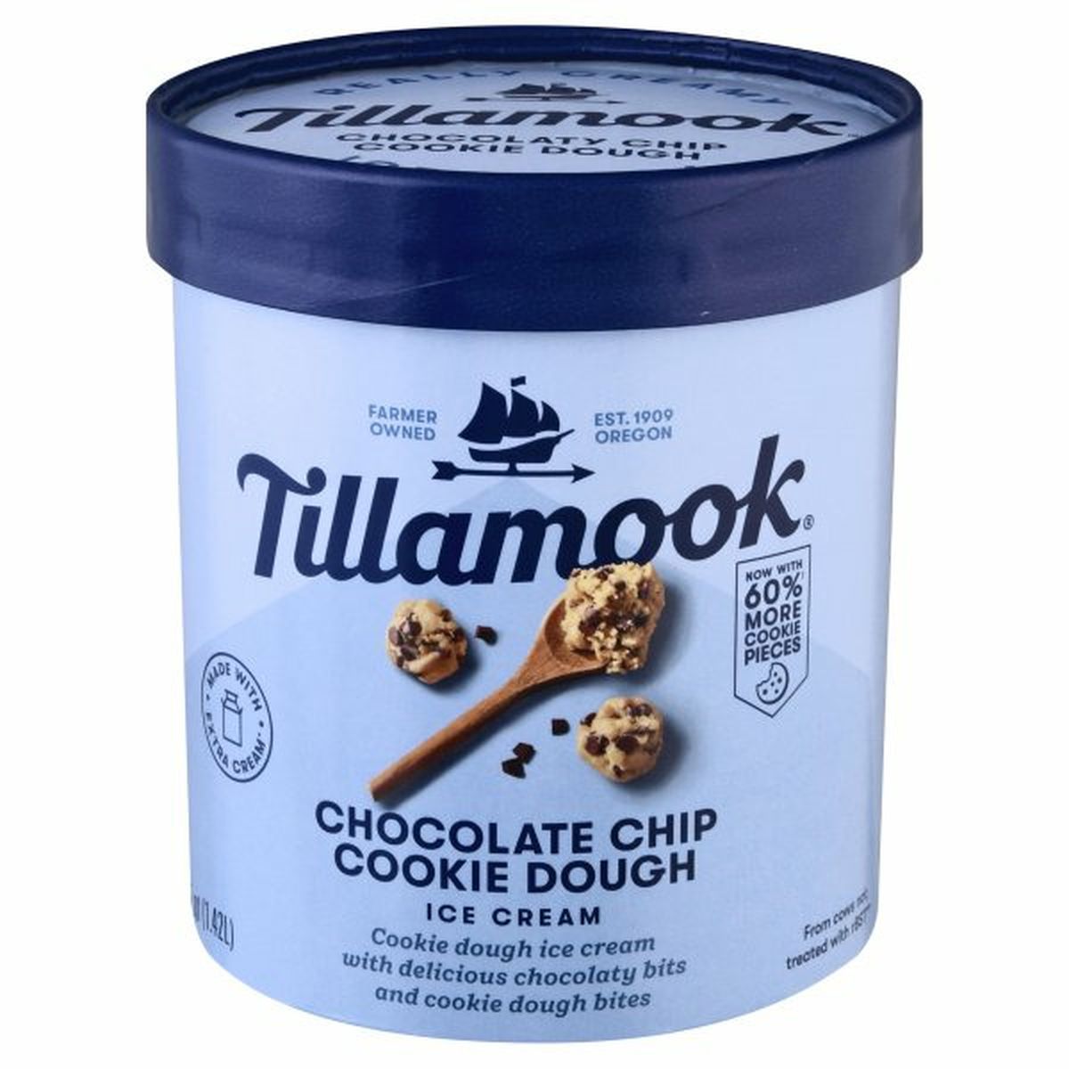 Calories in Tillamook Ice Cream, Chocolate Chip Cookies Dough