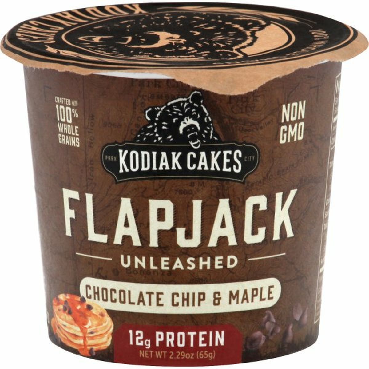 Calories in Kodiak Cakes Flapjack, Unleashed, Chocolate Chip & Maple