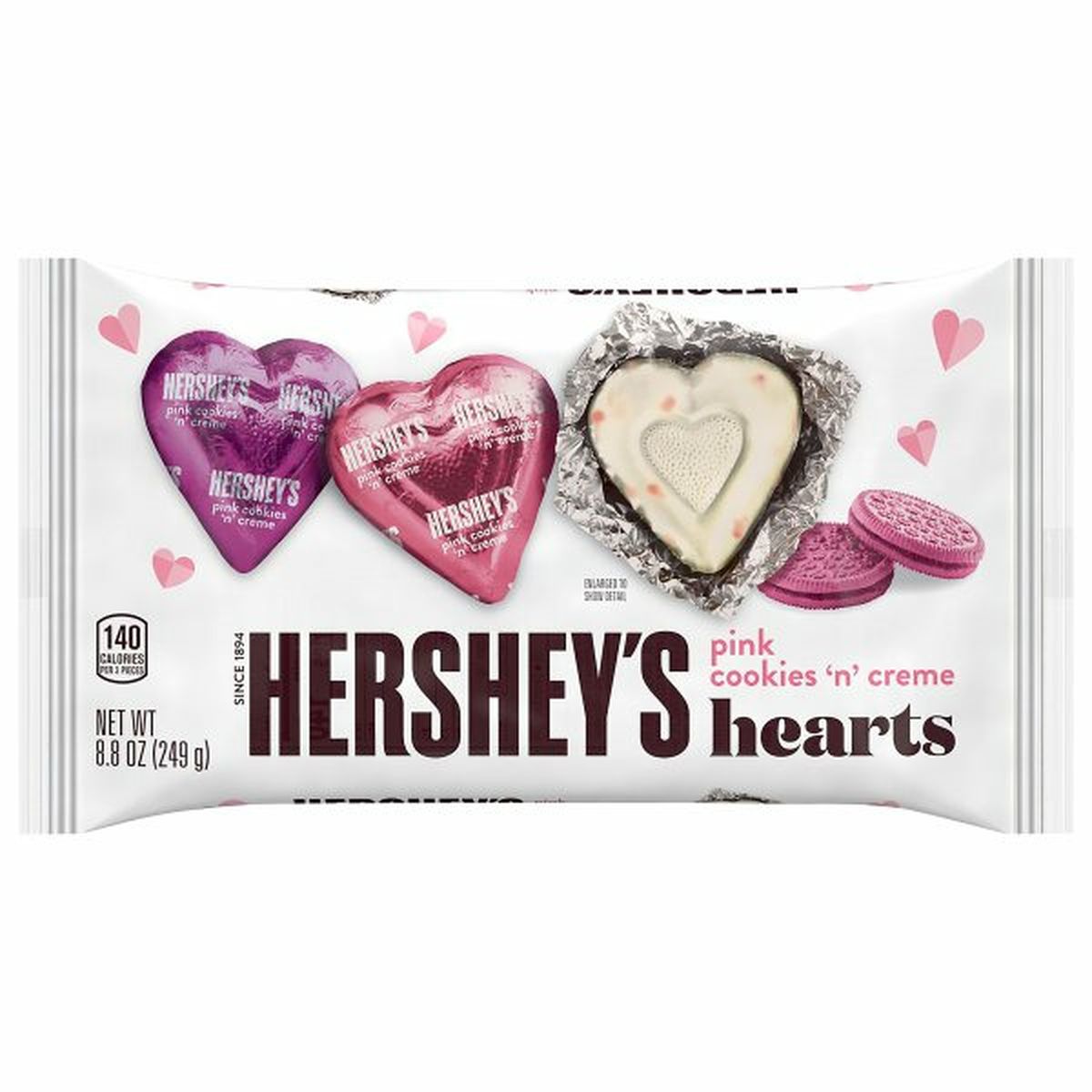 Calories in Hershey's Candy, Hearts, Pink Cookies N' Creme