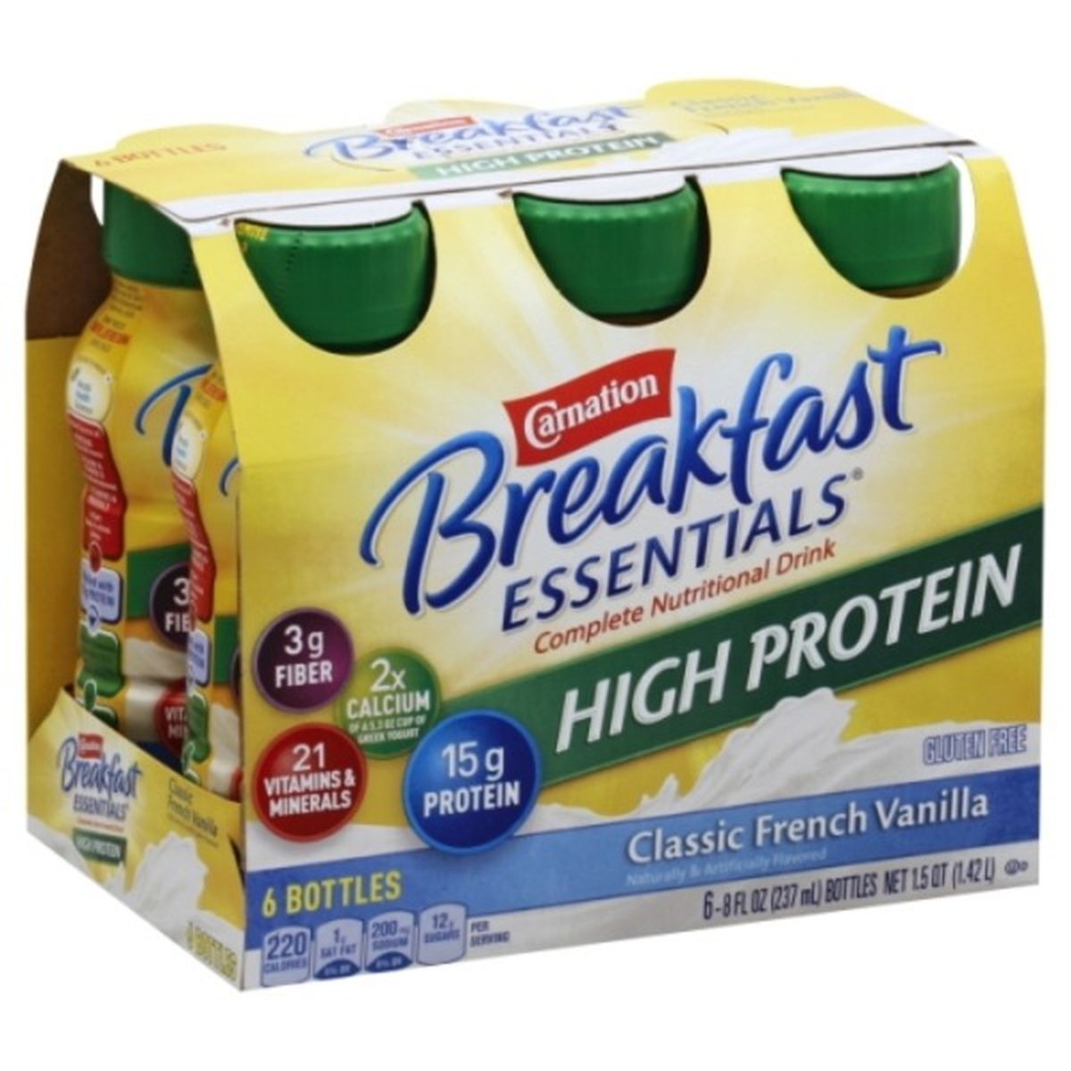Calories in Carnation Breakfast Essentials Breakfast Essentials Complete Nutritional Drink, High Protein, Classic French Vanilla