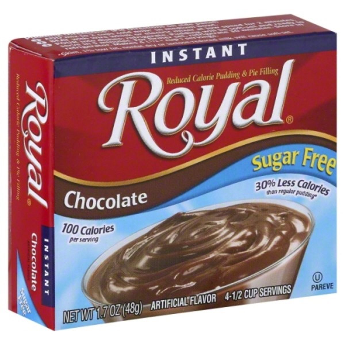 Calories in Royal Pudding & Pie Filling, Instant, Reduced Calorie, Sugar Free, Chocolate
