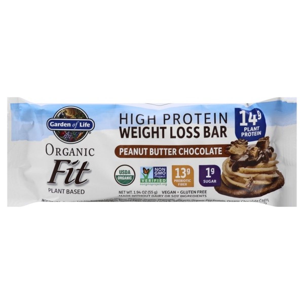 Calories in Garden of Life Organic Fit Weight Loss Bar, High Protein, S'mores
