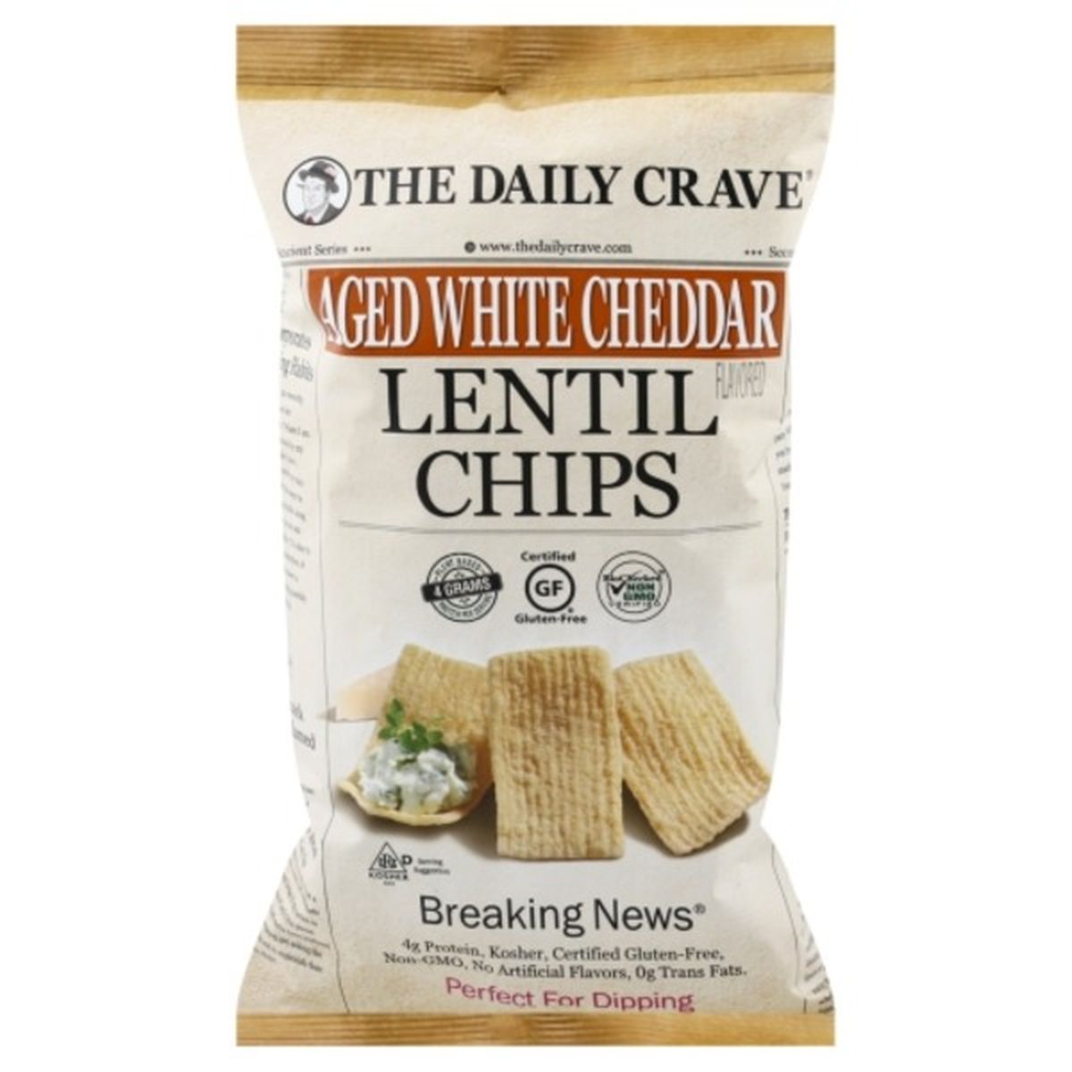 Calories in The Daily Crave Lentil Chips, Age White Cheddar