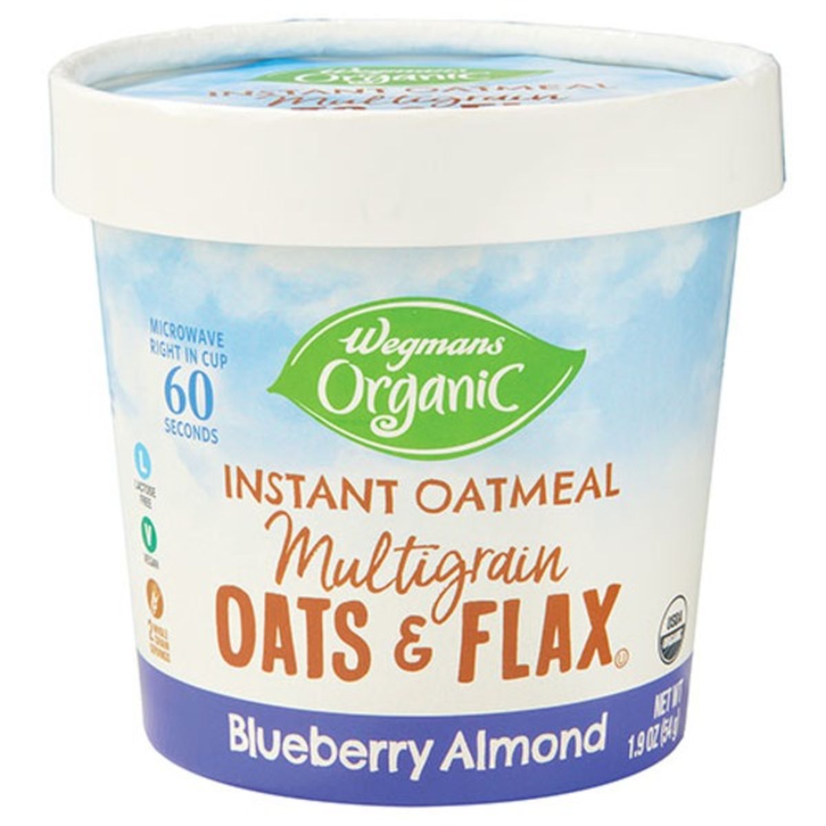Calories in Wegmans Organic Blueberry Almond Oats & Flax Instant Oatmeal