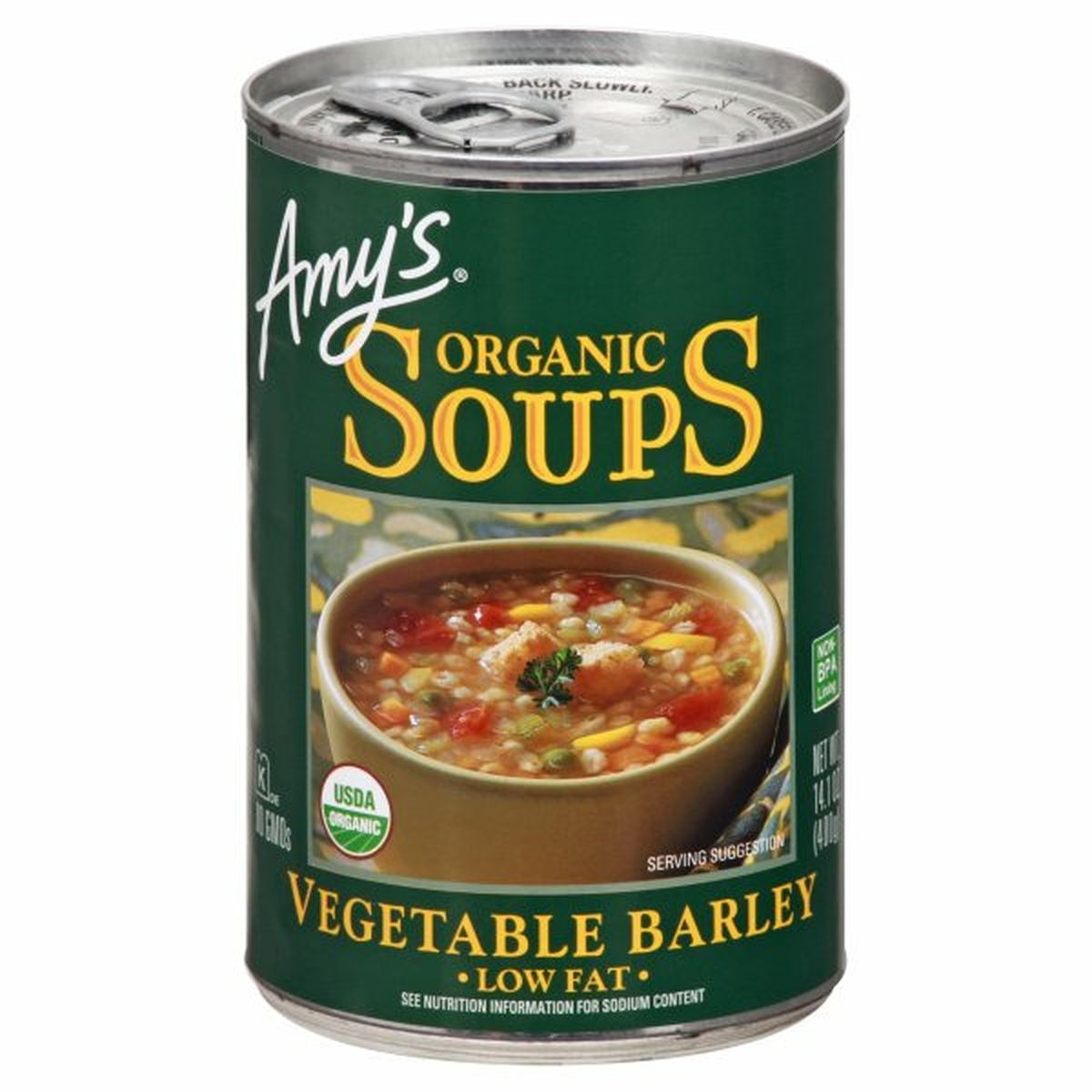 Calories in Amy's Kitchen Soups, Low Fat, Organic, Vegetable Barley