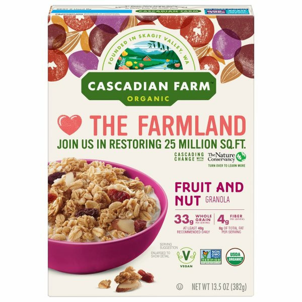 Calories in Cascadian Farm Organic Granola, Fruit and Nut
