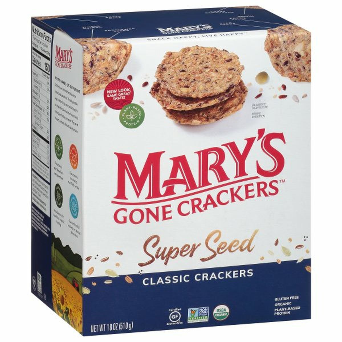 Calories in Mary's Gone Crackers Crackers, Classic, Super Seed