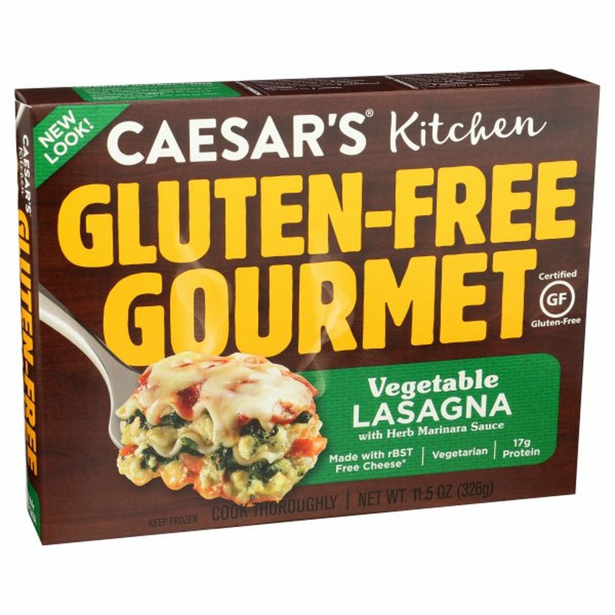 Calories in Caesars Kitchen Lasagna, Gluten-Free Gourmet, Vegetable