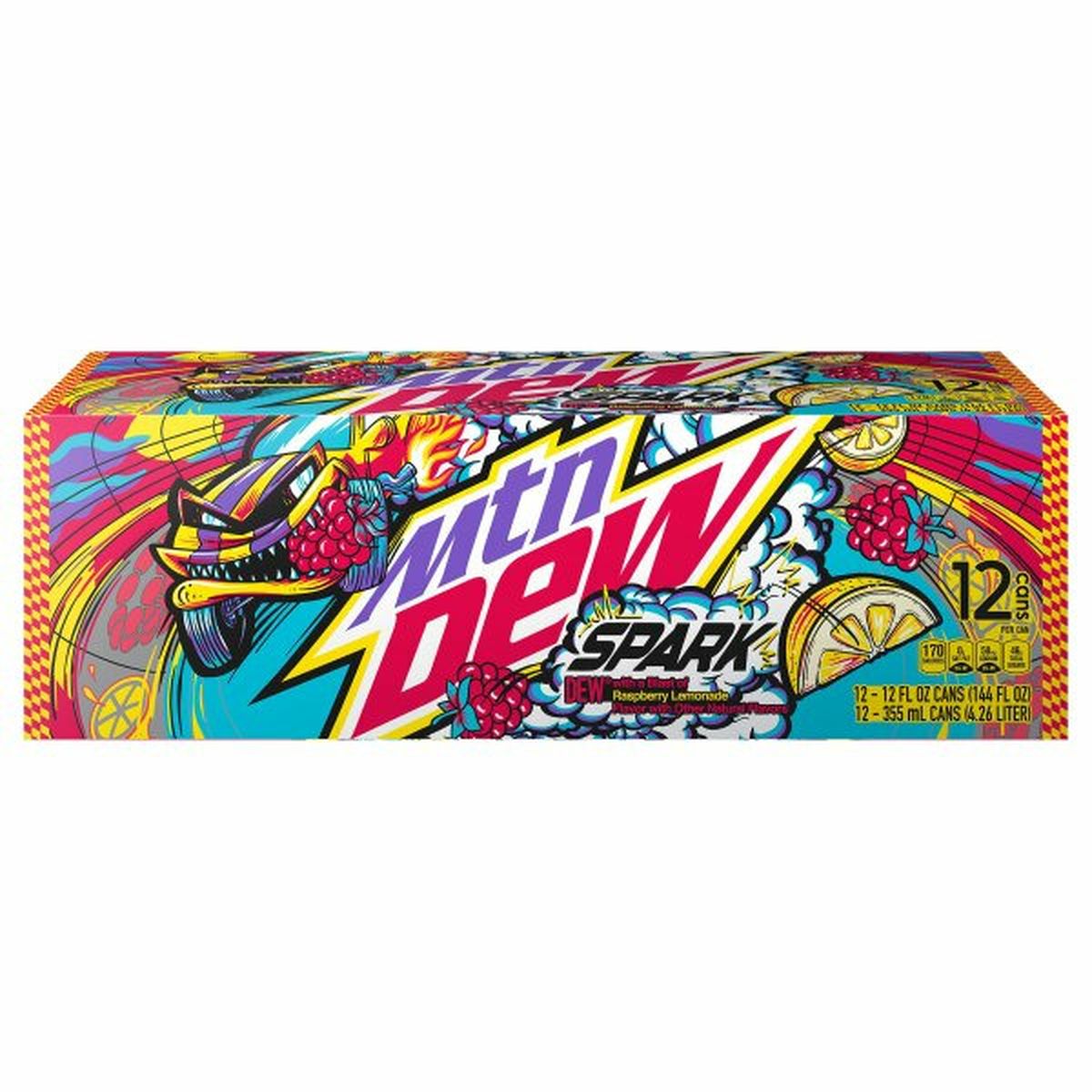 Calories in Mtn Dew Soda, Spark, 12 Cans