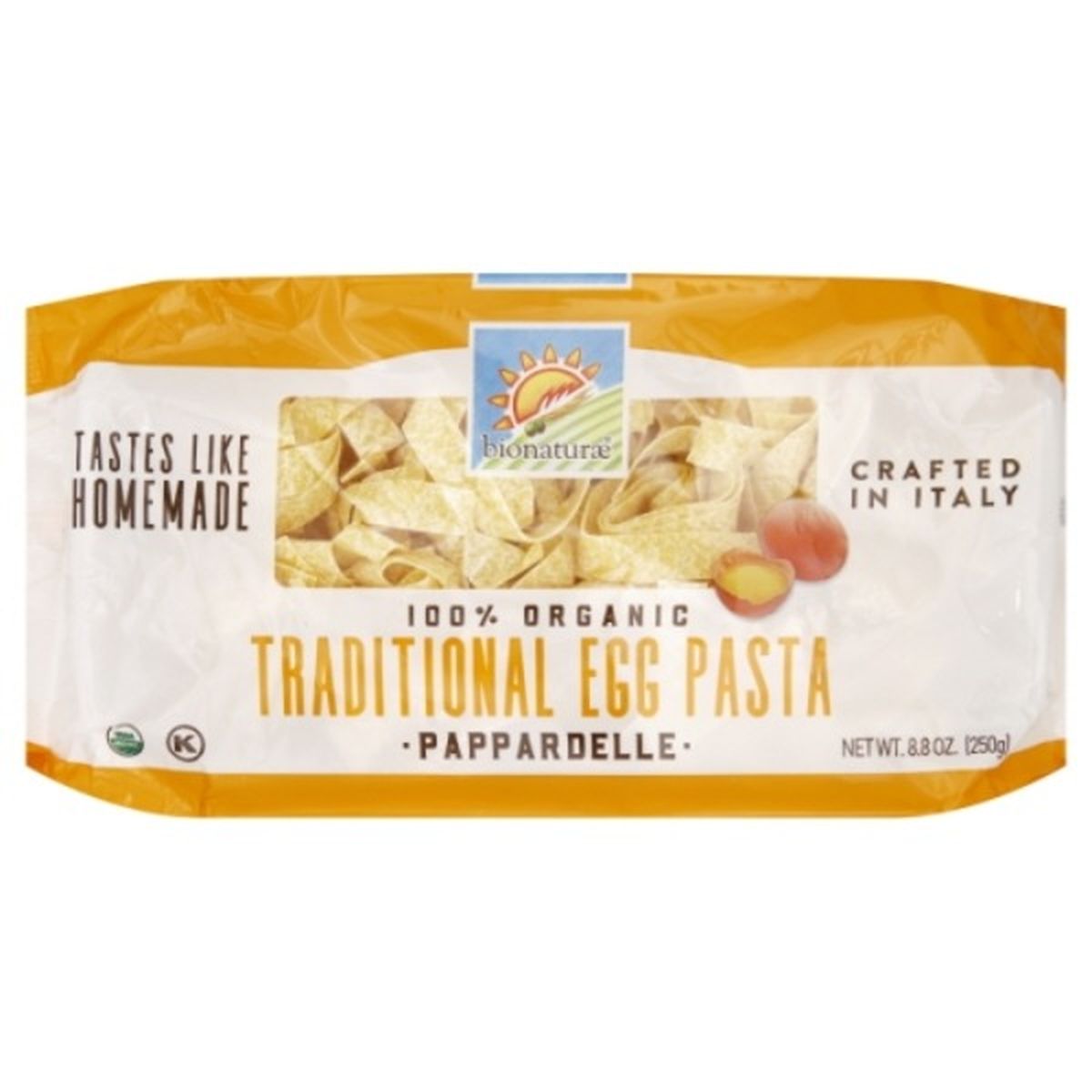 Calories in bionaturae Pappardelle, 100% Organic, Traditional Egg Pasta