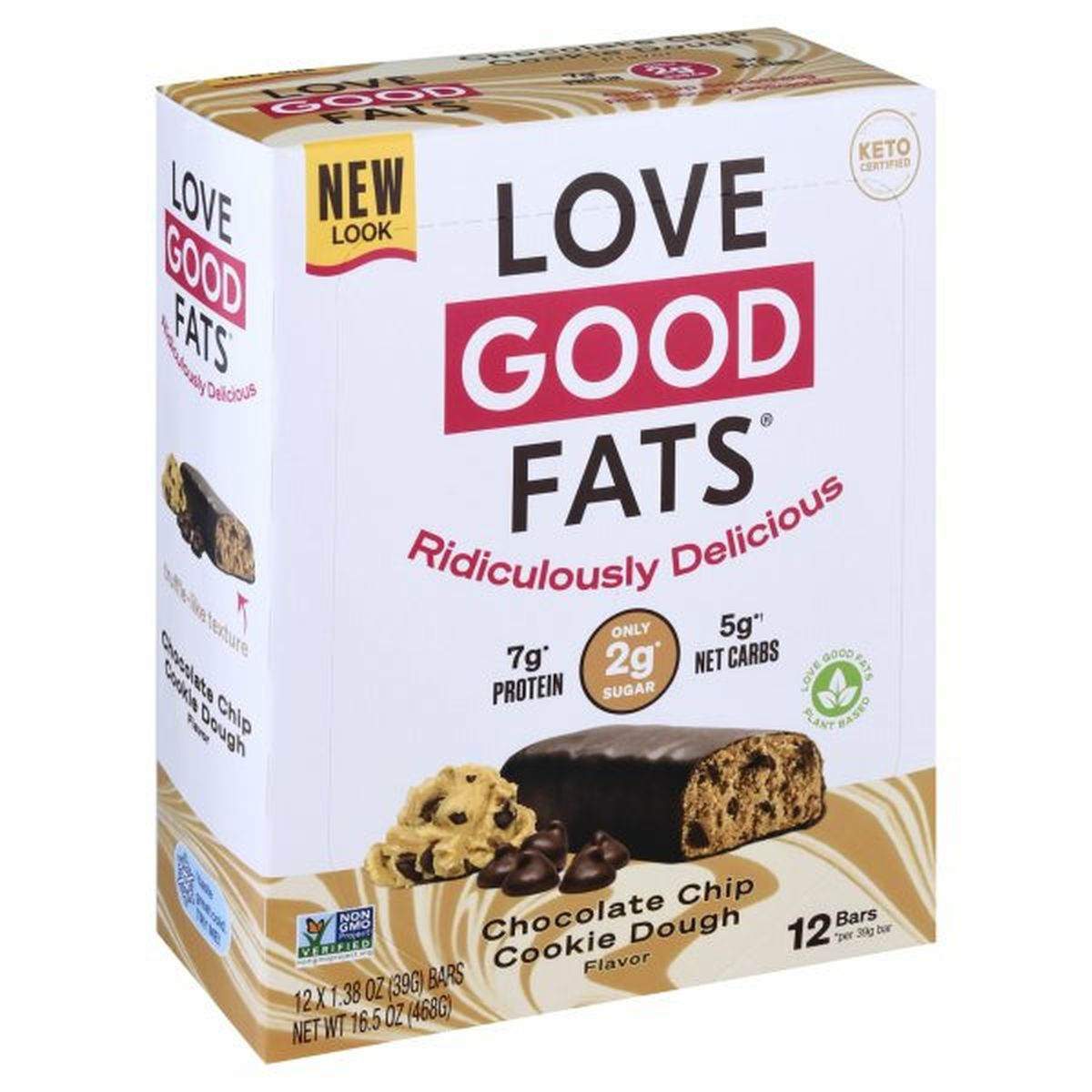 Calories in Love Good Fats Bars, Chocolate Chip Cookie Dough Flavor, 12 Pack