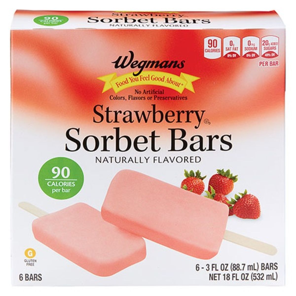 Calories in Wegmans Strawberry Sorbet Bars