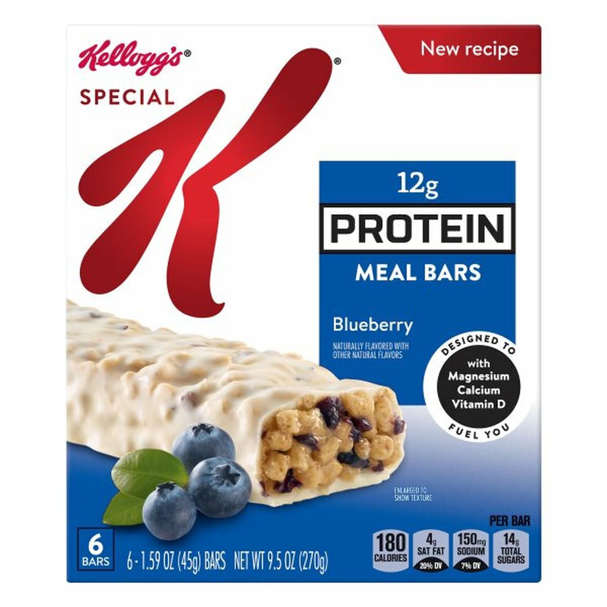 Calories in Kellogg's Special K Protein Meal Bars, Blueberry, 6 Pack