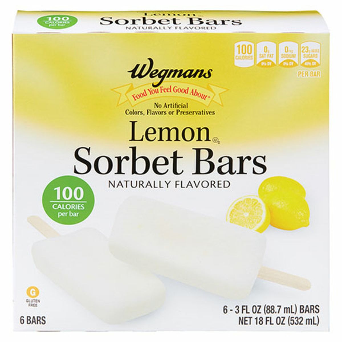 Calories in Wegmans Lemon Sorbet Bars