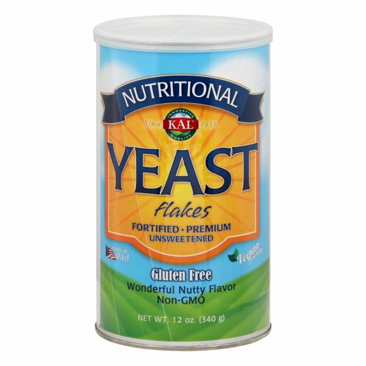 Calories in Kal Yeast Flakes, Gluten Free, Unsweetened, Wonderful Nutty Flavor