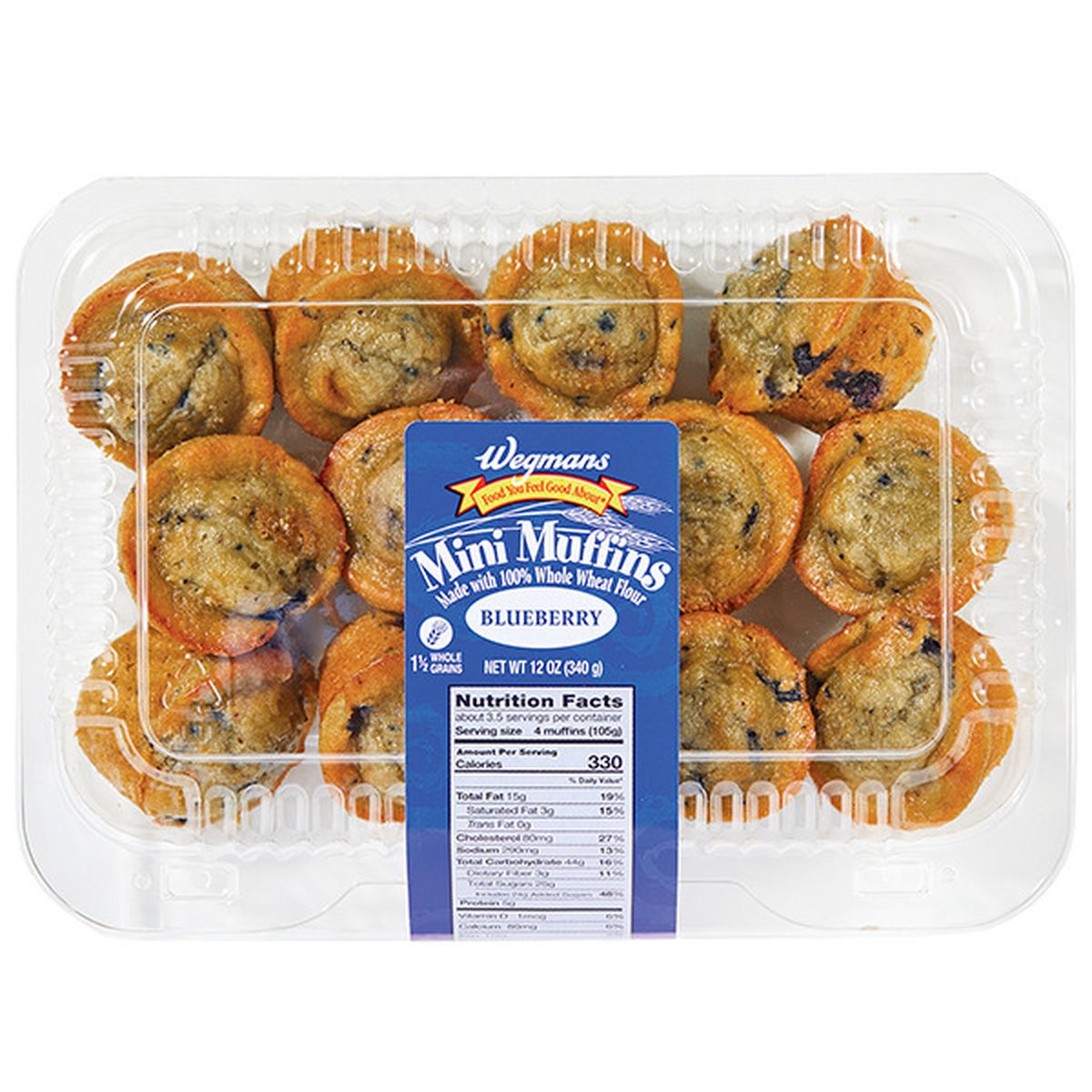 Calories in Wegmans Mini Blueberry Muffins Made with 100% Whole Wheat Flour
