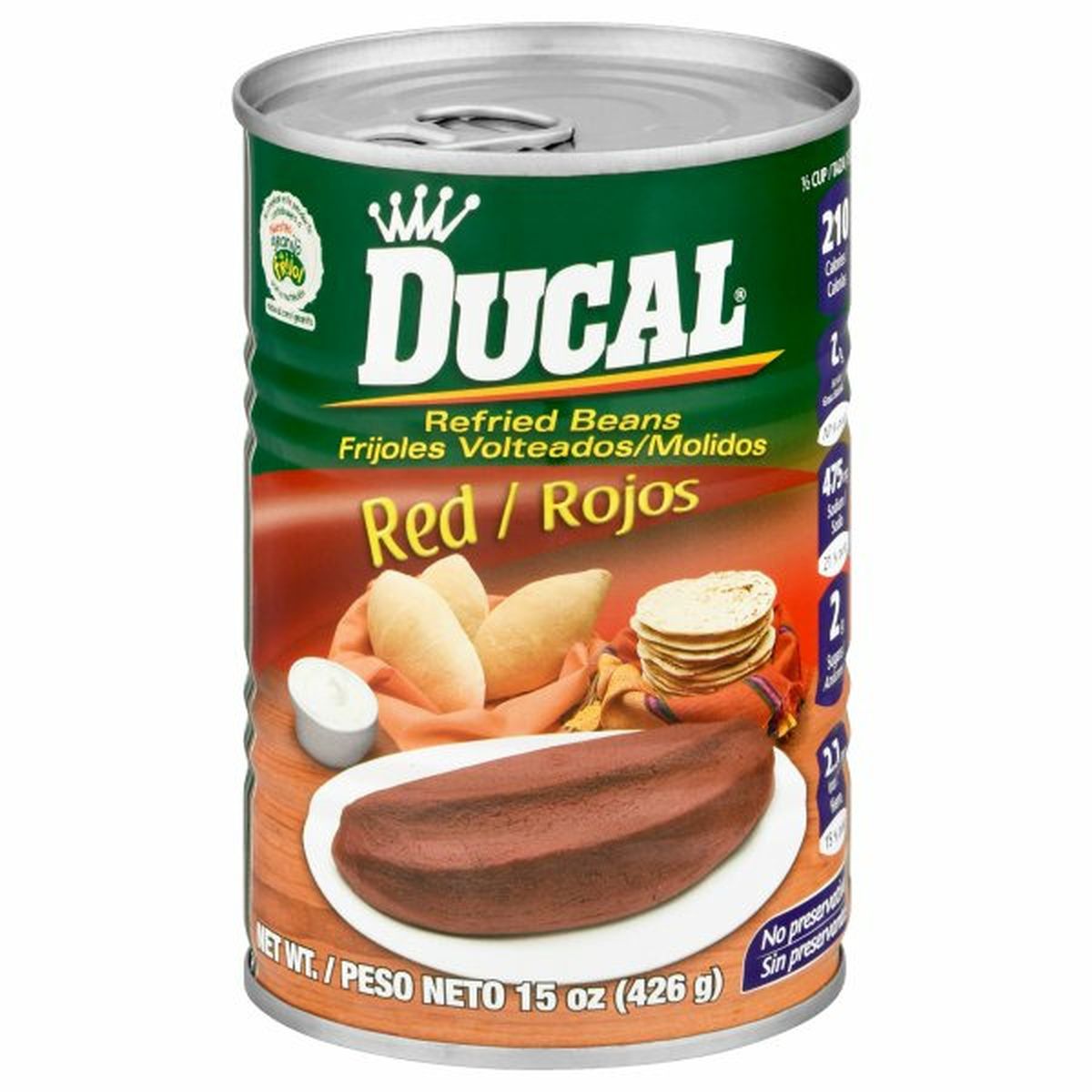 Calories in Ducal Beans, Refried, Red